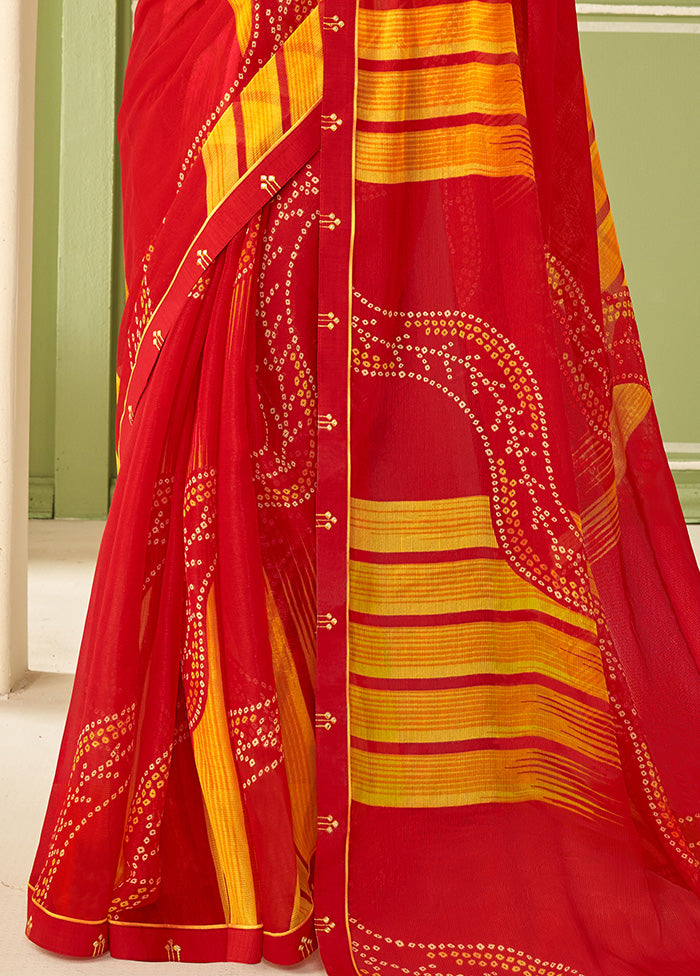 Red Georgette Saree With Blouse Piece - Indian Silk House Agencies