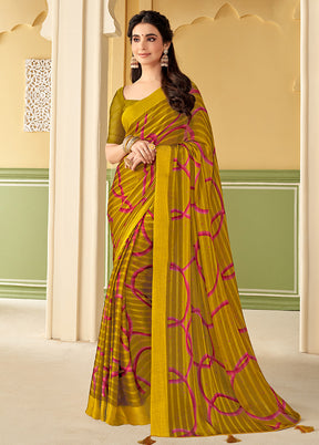 Mehendi Georgette Saree With Blouse Piece - Indian Silk House Agencies