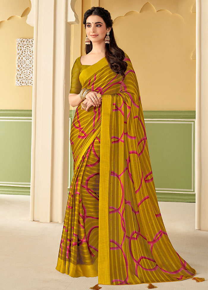 Mehendi Georgette Saree With Blouse Piece - Indian Silk House Agencies