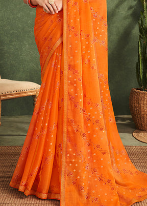 Orange Georgette Saree With Blouse Piece - Indian Silk House Agencies