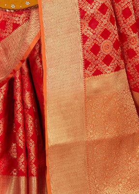 Red Silk Printed Saree With Blouse - Indian Silk House Agencies
