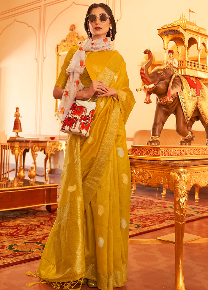 Gold Spun Silk Saree With Blouse Piece - Indian Silk House Agencies
