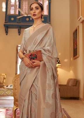 Cream Silk Zari Woven Saree With Blouse - Indian Silk House Agencies