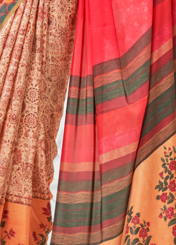 Rust Crepe Woven Silk Saree With Blouse - Indian Silk House Agencies