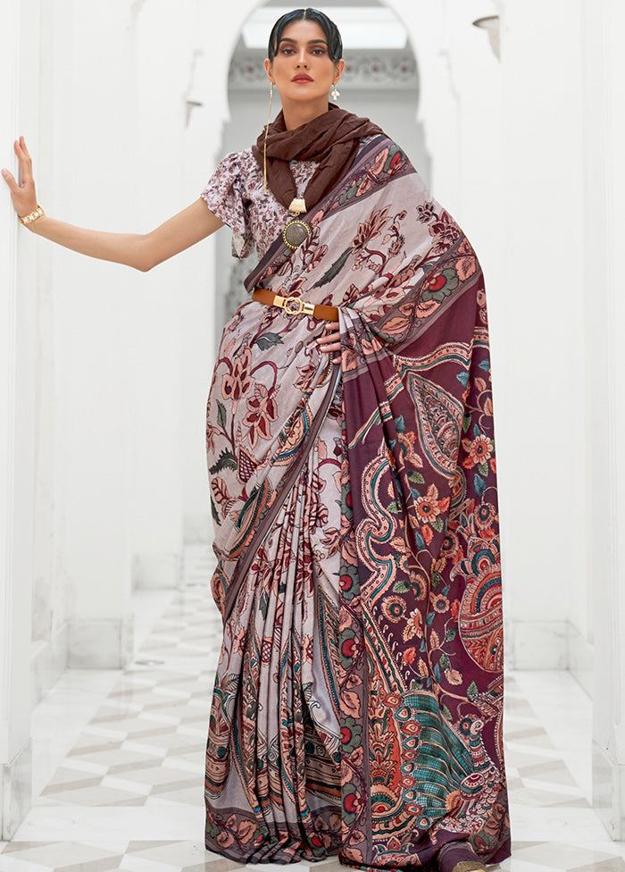Grey Crepe Woven Silk Saree With Blouse - Indian Silk House Agencies