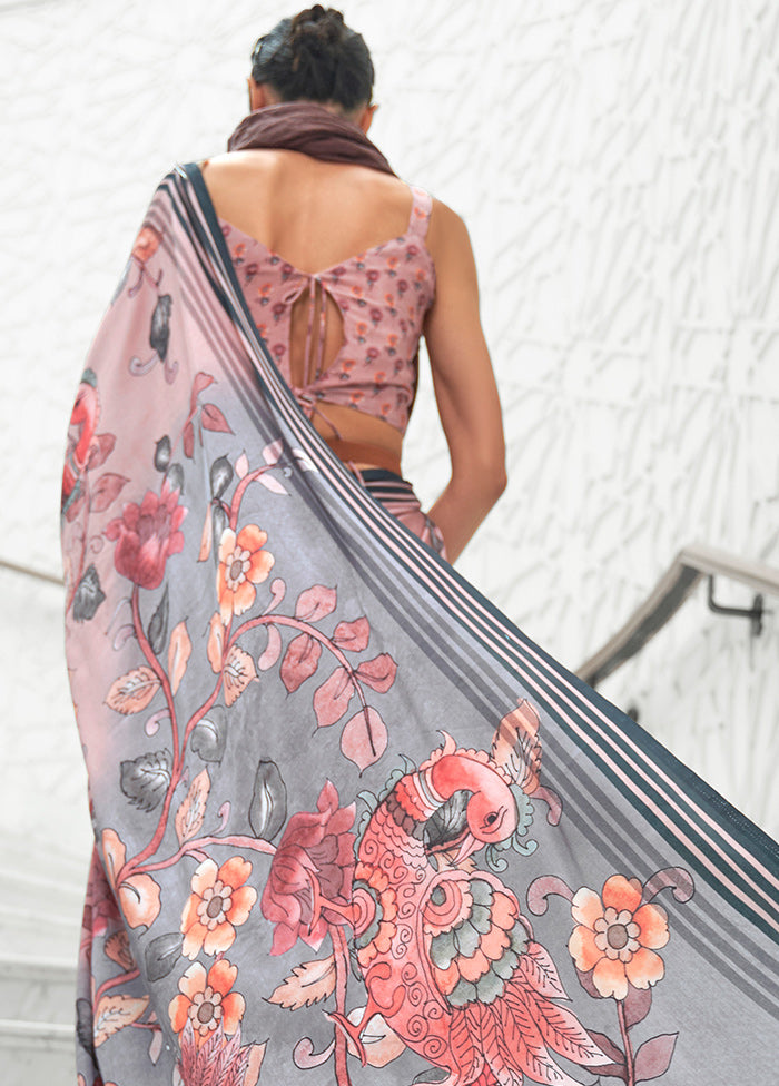 Peach Crepe Woven Silk Saree With Blouse - Indian Silk House Agencies
