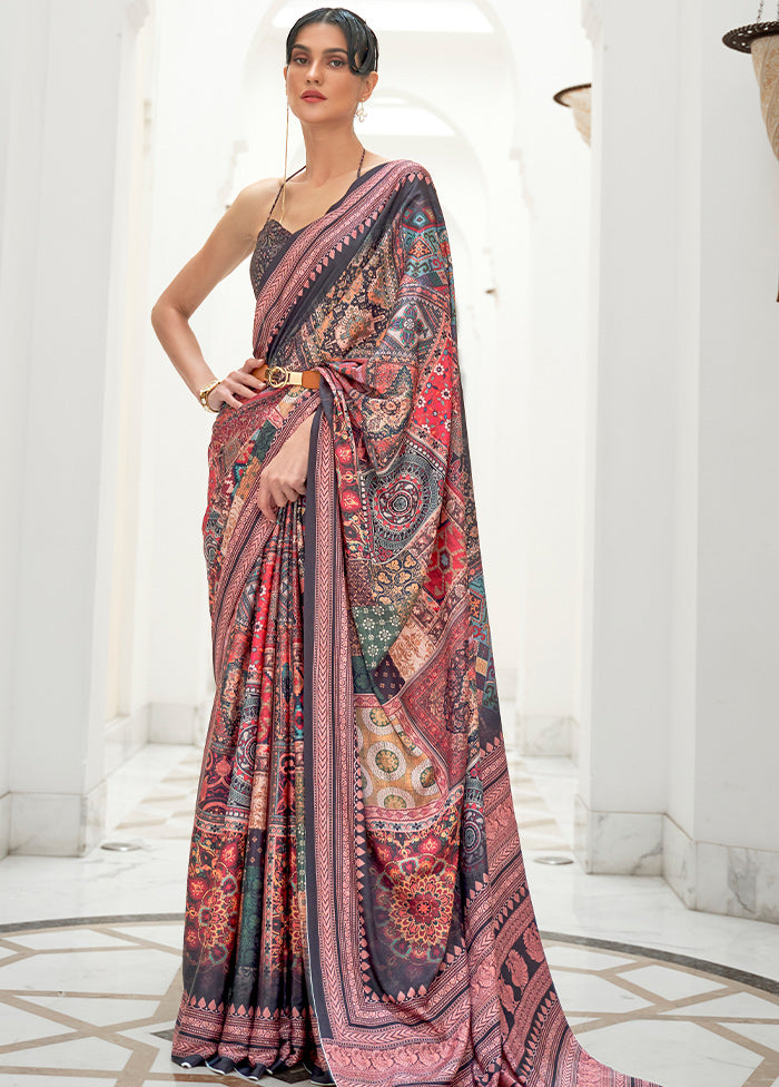 Black Crepe Woven Silk Saree With Blouse - Indian Silk House Agencies