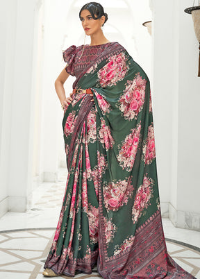 Green Crepe Woven Silk Saree With Blouse - Indian Silk House Agencies