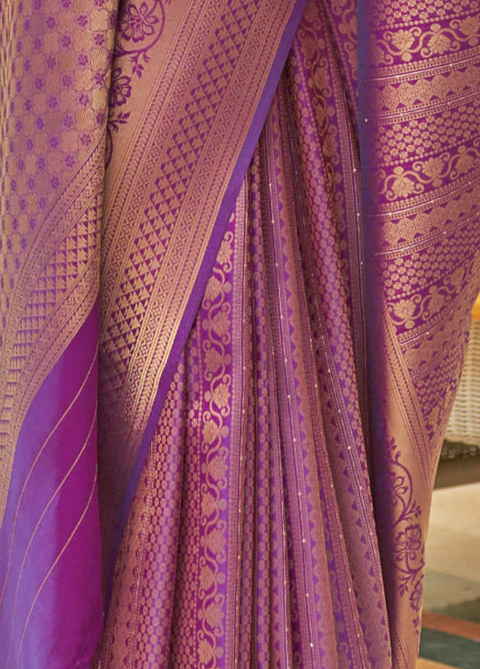 Purple Silk Zari Woven Saree With Blouse - Indian Silk House Agencies