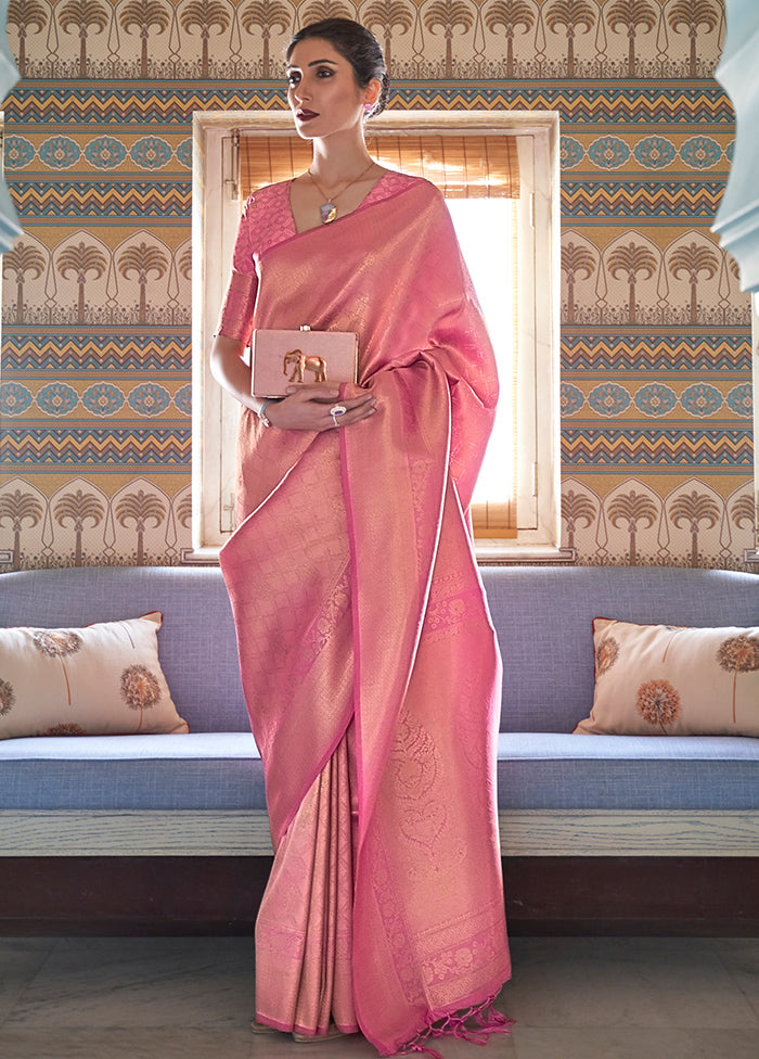 Pink Spun Silk Saree With Blouse Piece - Indian Silk House Agencies