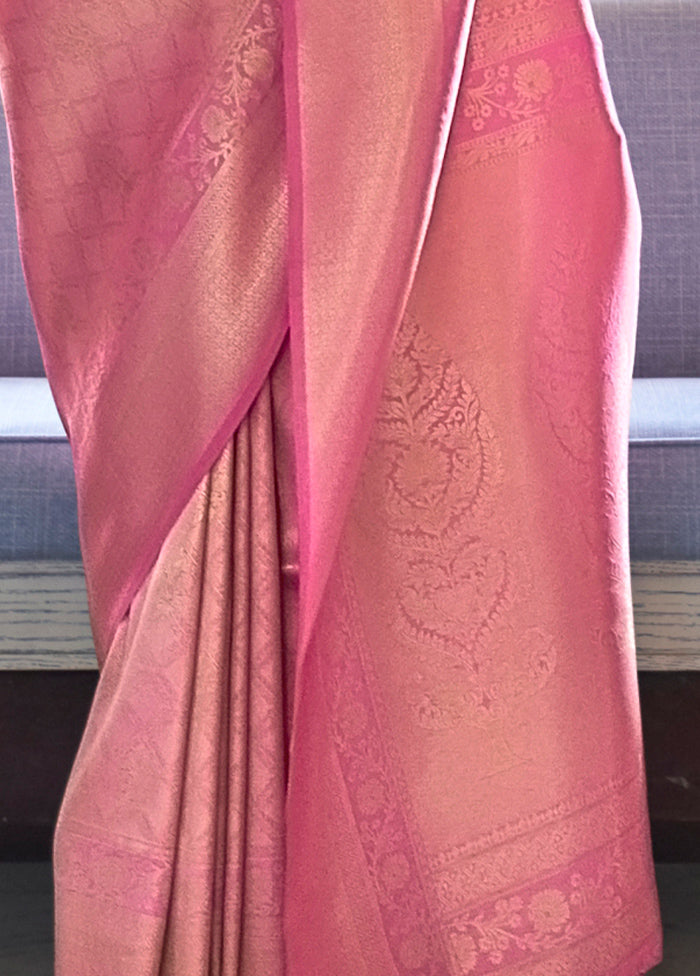 Pink Spun Silk Saree With Blouse Piece - Indian Silk House Agencies