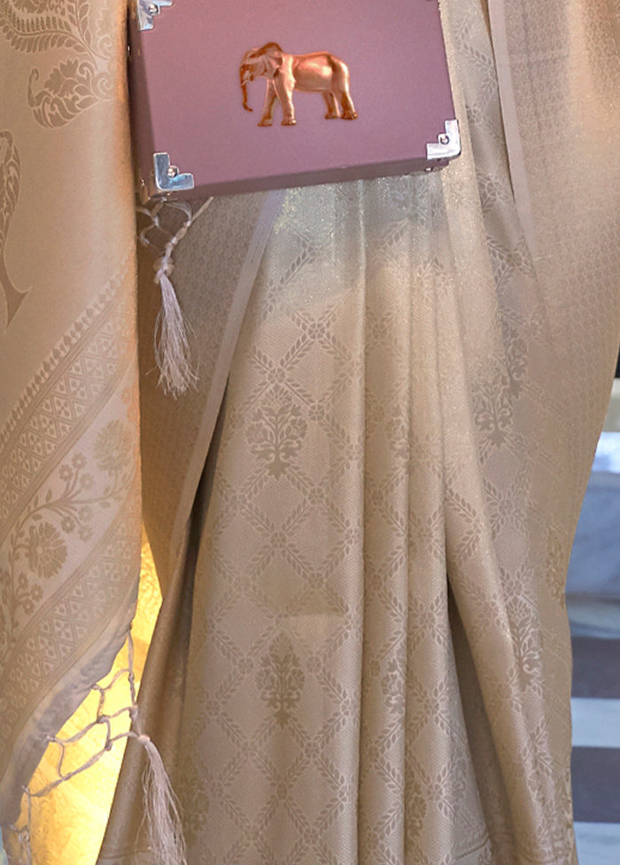 Beige Spun Silk Saree With Blouse Piece - Indian Silk House Agencies