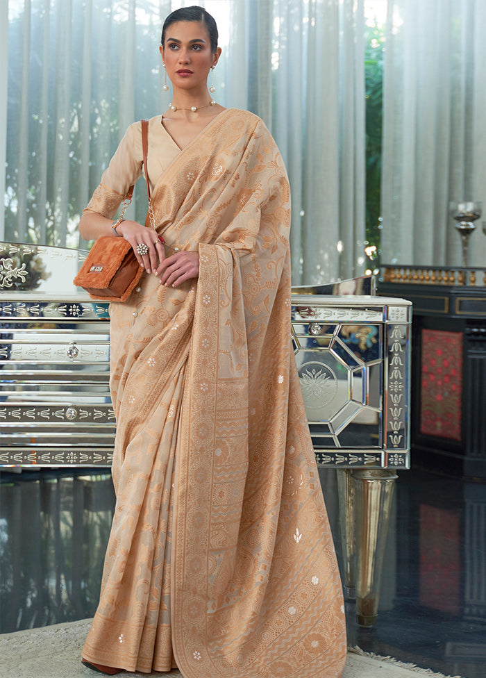 Brown Cotton Saree With Blouse Piece - Indian Silk House Agencies