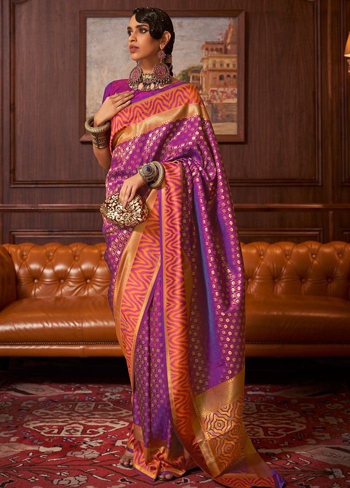 Purple Spun Silk Woven Work Saree With Blouse - Indian Silk House Agencies