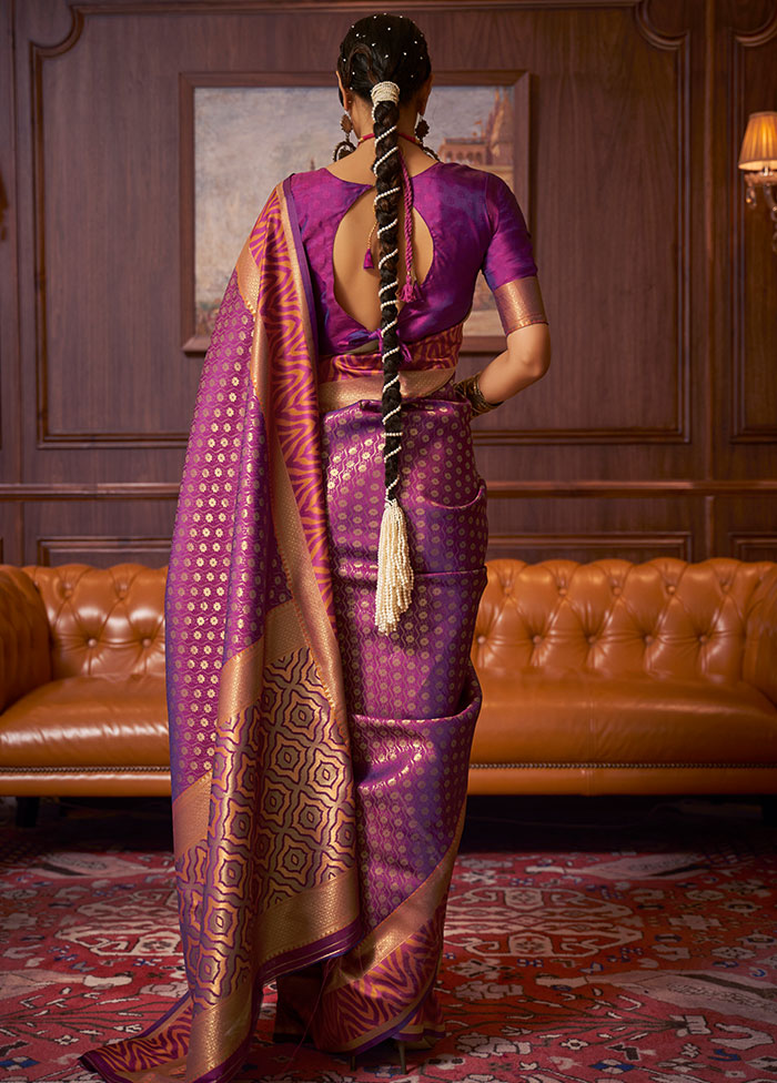 Purple Spun Silk Woven Work Saree With Blouse - Indian Silk House Agencies