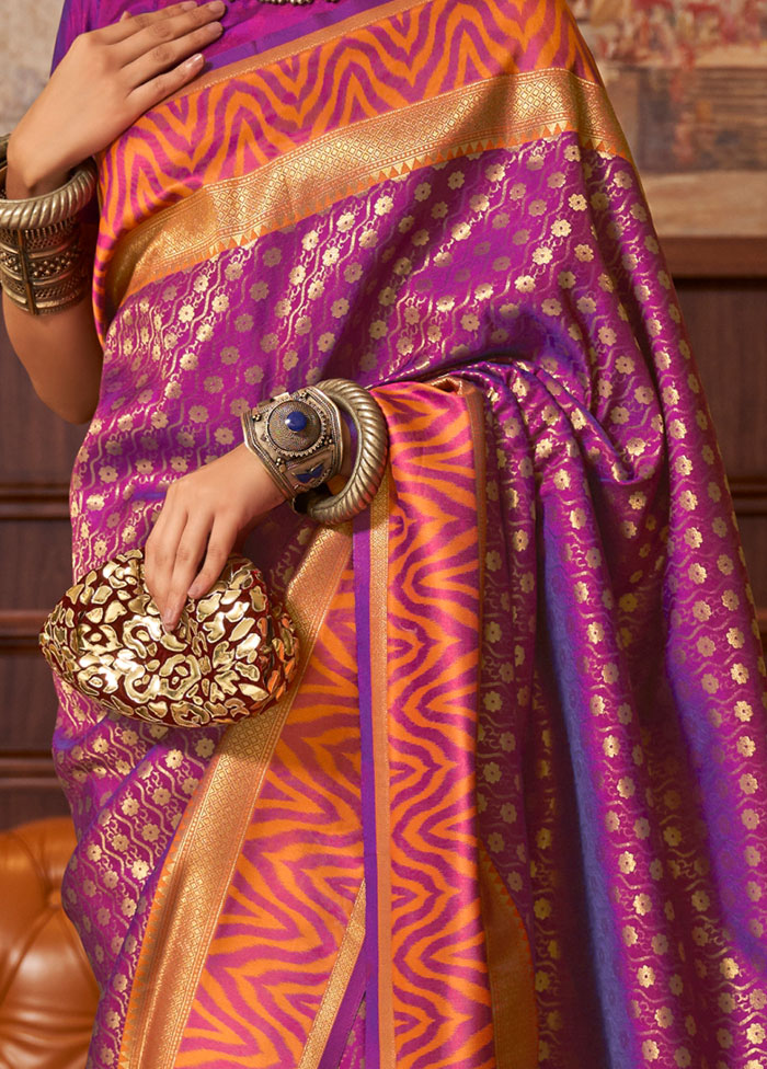 Purple Spun Silk Woven Work Saree With Blouse - Indian Silk House Agencies