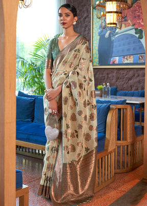 Beige Organza Zari Woven With Blouse - Indian Silk House Agencies
