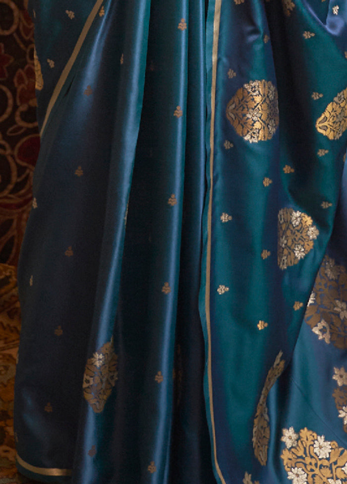 Rama Green Spun Silk Saree With Blouse Piece - Indian Silk House Agencies