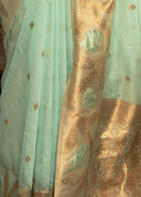 Sea Green Spun Silk Saree With Blouse Piece - Indian Silk House Agencies