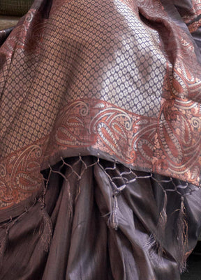 Grey Spun Silk Zari Woven Saree With Blouse - Indian Silk House Agencies