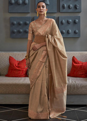 Beige Spun Silk Zari Woven Saree With Blouse - Indian Silk House Agencies
