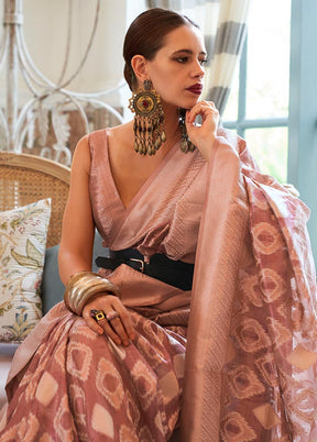 Peach Organza Woven Work Saree With Blouse - Indian Silk House Agencies