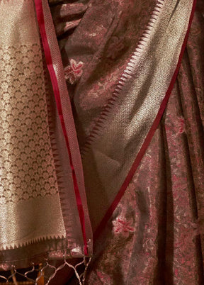 Brown Organza Woven Work Saree With Blouse - Indian Silk House Agencies
