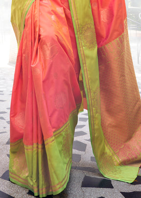 Orange Dupion Silk Saree With Blouse Piece