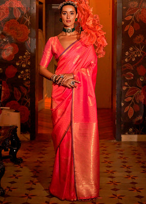 Pink Dupion Silk Saree With Blouse Piece