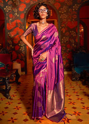 Purple Dupion Silk Saree With Blouse Piece