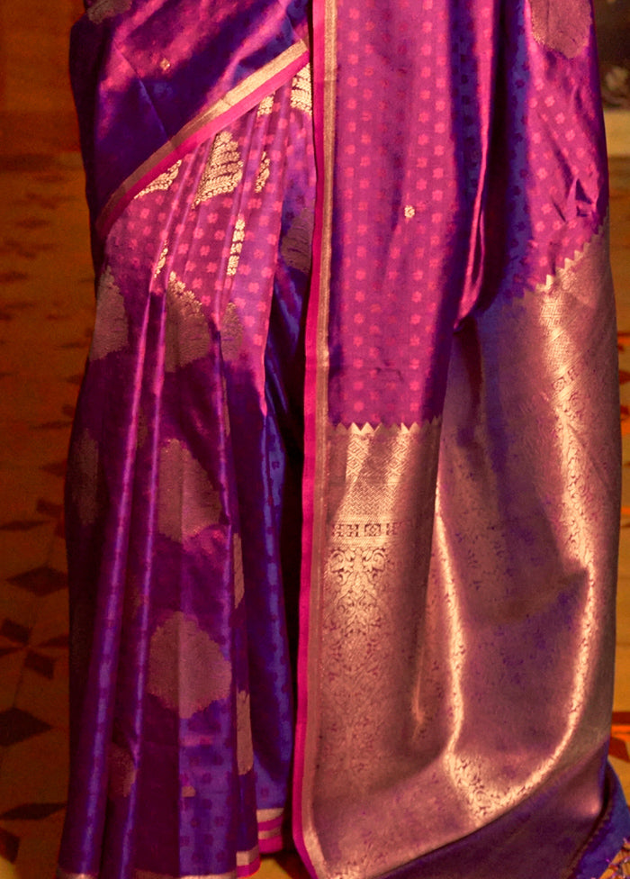 Purple Dupion Silk Saree With Blouse Piece