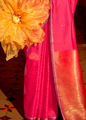 Pink Dupion Silk Saree With Blouse Piece