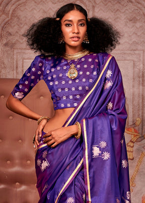 Wine Spun Silk Saree With Blouse Piece