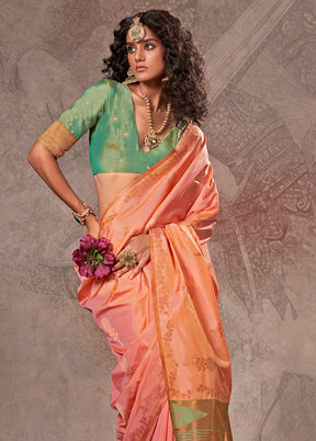 Orange Spun Silk Saree With Blouse Piece