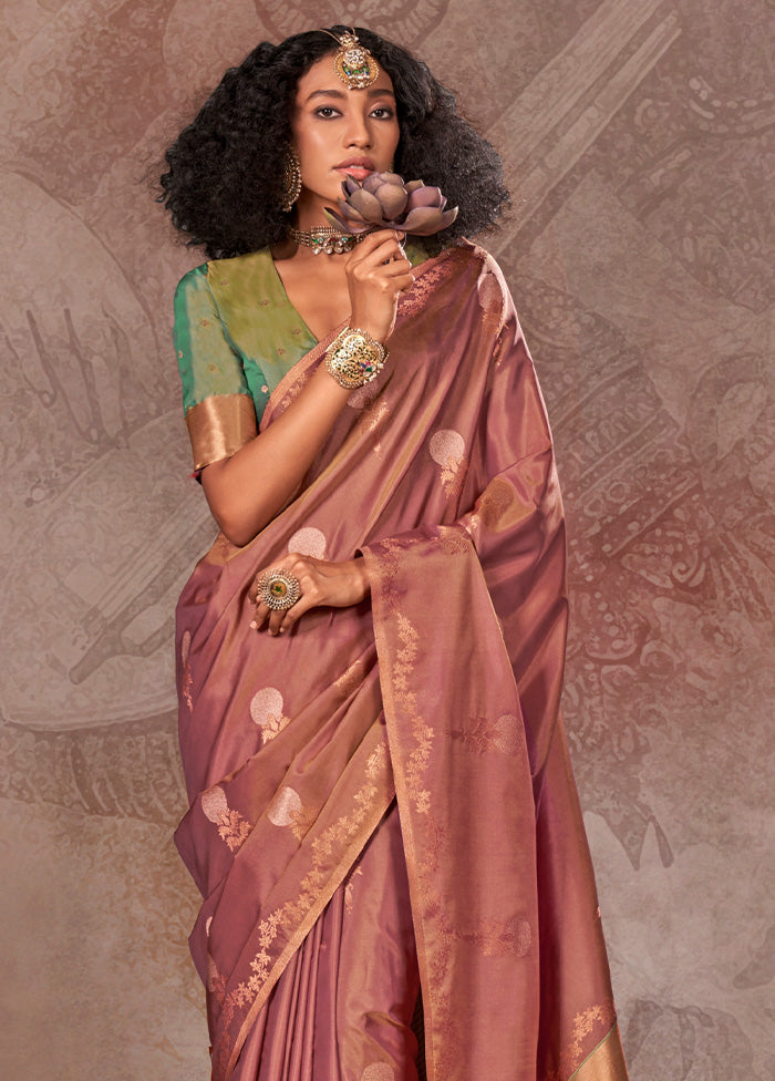 Mauve Spun Silk Saree With Blouse Piece