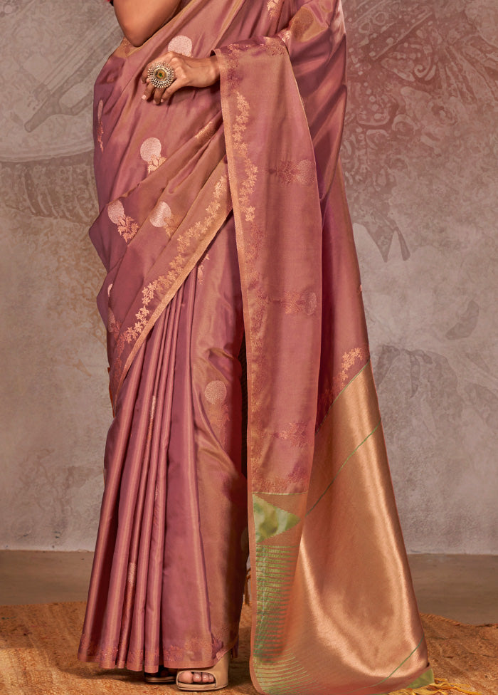 Mauve Spun Silk Saree With Blouse Piece