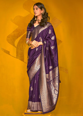 Wine Spun Silk Saree With Blouse Piece