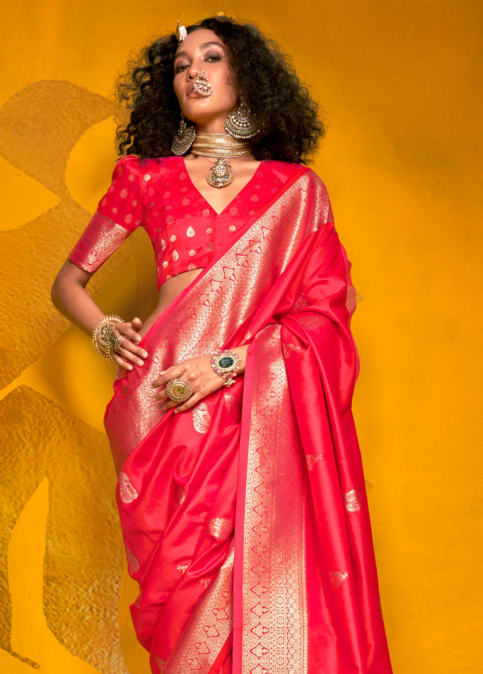 Pink Spun Silk Saree With Blouse Piece