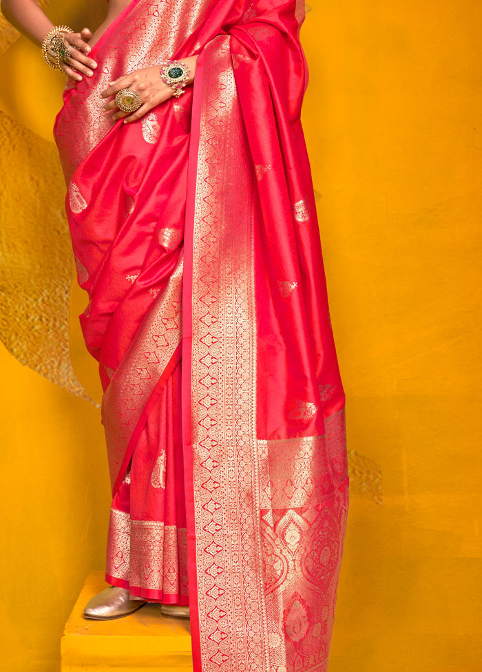 Pink Spun Silk Saree With Blouse Piece