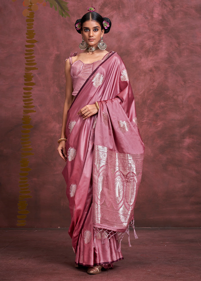 Pink Spun Silk Saree With Blouse Piece