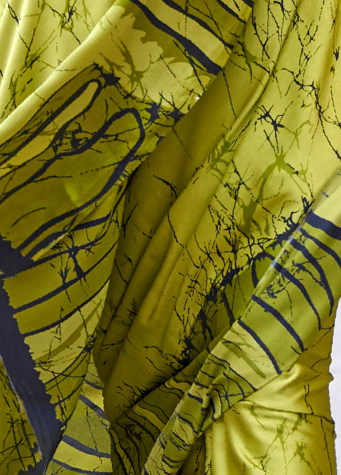 Lime Green Georgette Saree With Blouse Piece - Indian Silk House Agencies