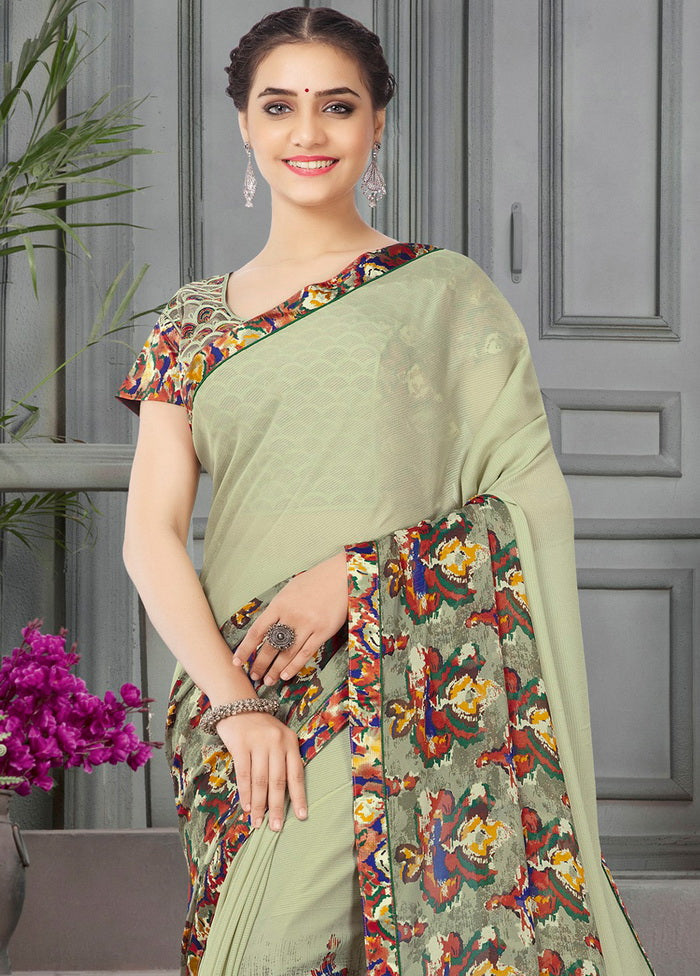 Beige Georgette Saree With Blouse Piece - Indian Silk House Agencies