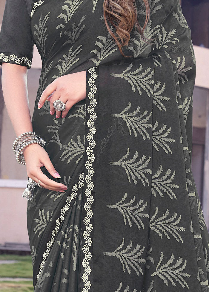 Black Georgette Woven Work Saree With Blouse - Indian Silk House Agencies