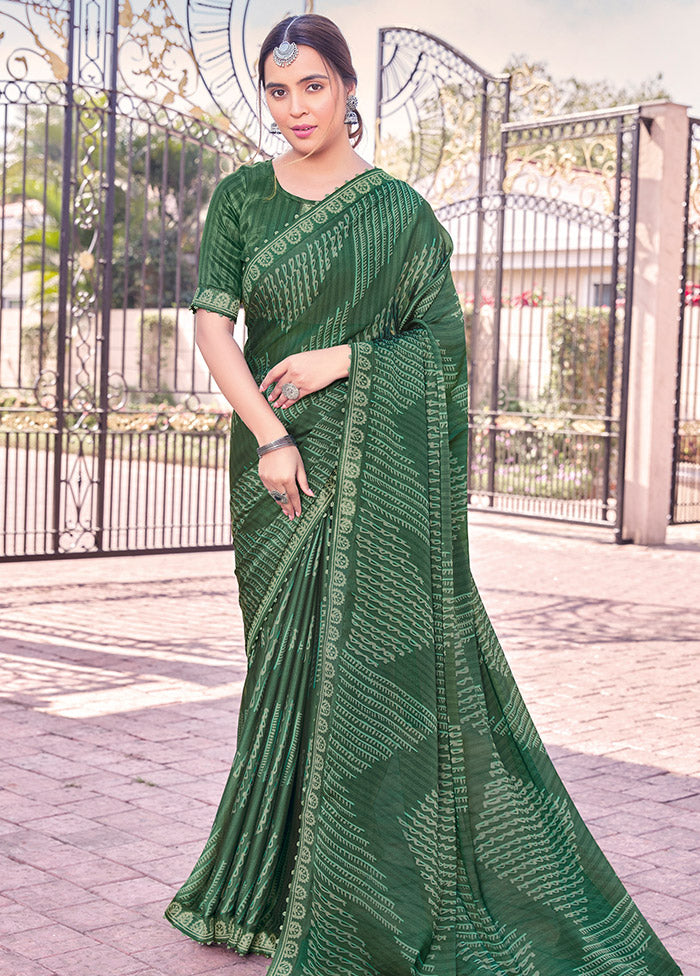 Green Georgette Woven Work Saree With Blouse - Indian Silk House Agencies