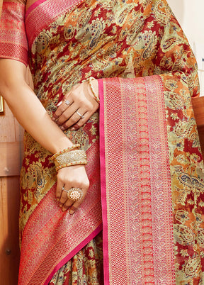 Multicolor Spun Silk Woven Work Saree With Blouse - Indian Silk House Agencies