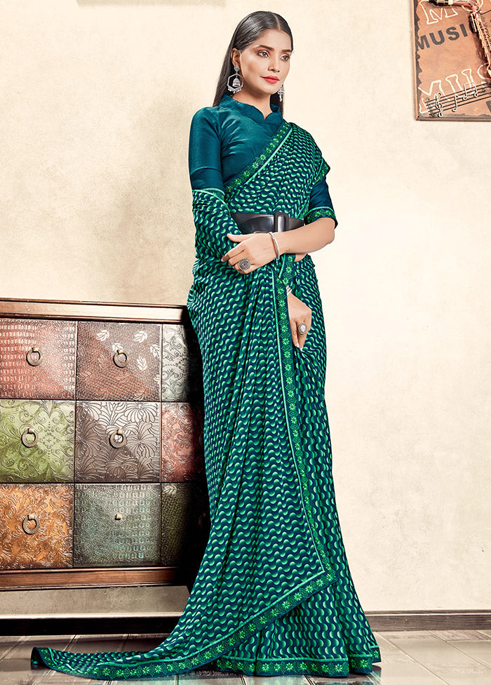 Multicolor Georgette Woven Work Saree With Blouse - Indian Silk House Agencies