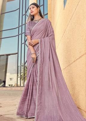 Purple Georgette Woven Work Saree With Blouse - Indian Silk House Agencies