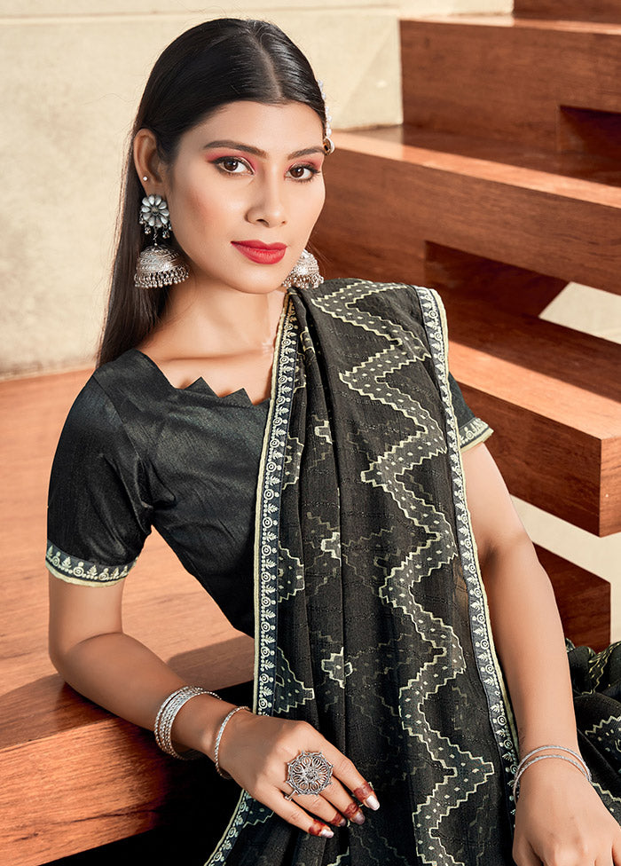 Black Georgette Woven Work Saree With Blouse - Indian Silk House Agencies