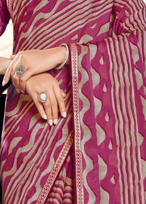Pink Georgette Woven Work Saree With Blouse - Indian Silk House Agencies