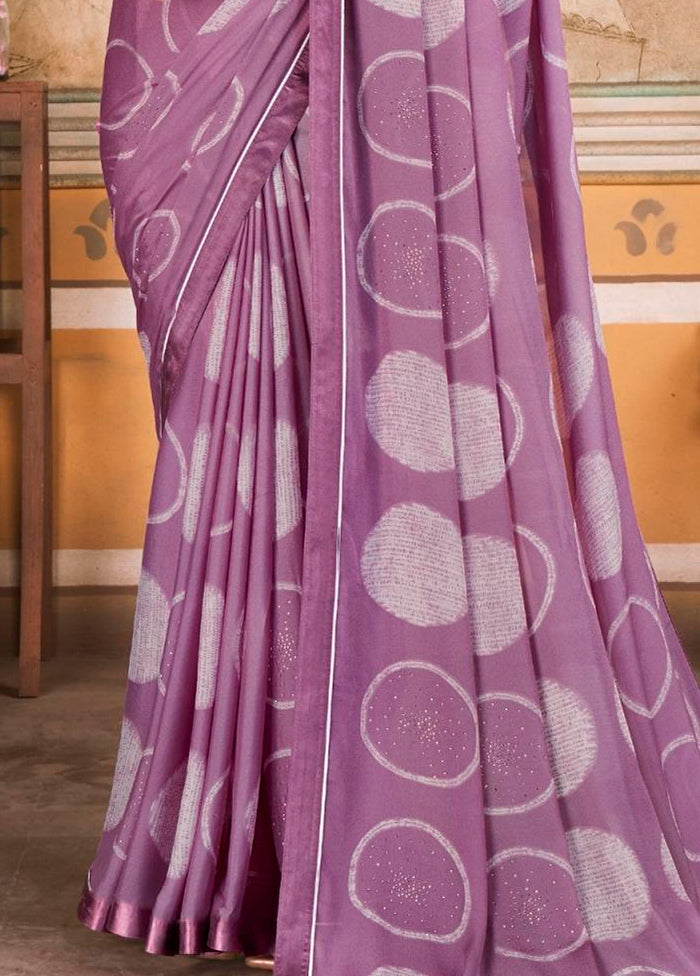 Lilac Georgette Saree With Blouse Piece - Indian Silk House Agencies